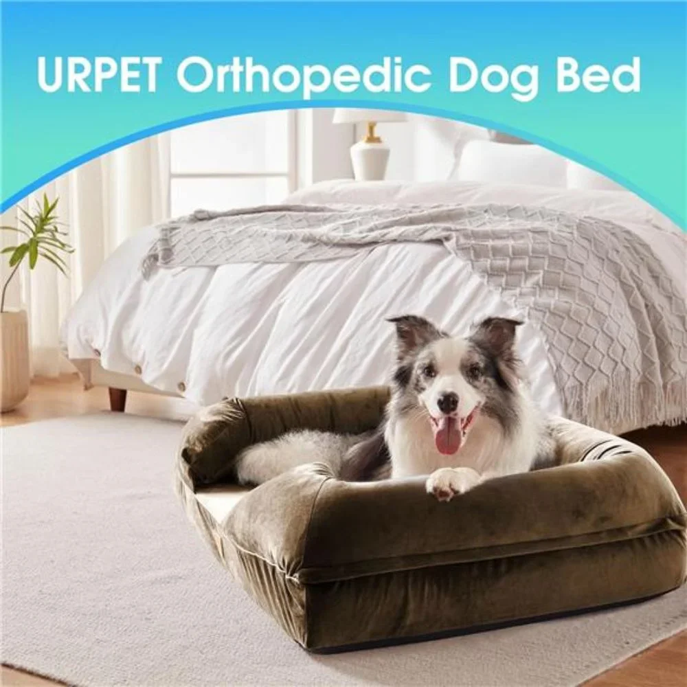 Orthopedic Dog Bed Full Memory Foam Dog Beds, Waterproof Liner (Brown,36x28)